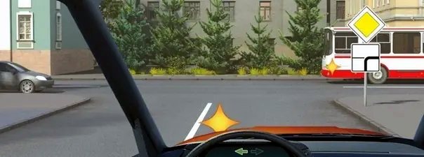 Иллюстрация к вопросу: Кому Вы обязаны уступить дорогу при повороте налево?