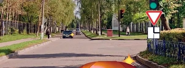 Иллюстрация к вопросу: Обязаны ли Вы уступить дорогу легковому автомобилю при повороте направо?