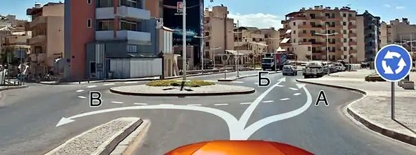 Иллюстрация к вопросу: По какой траектории Вам разрешено продолжить движение?