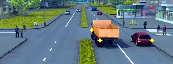 Иллюстрация к вопросу: Кто из водителей, выполняющих поворот, должен уступить дорогу пешеходам?