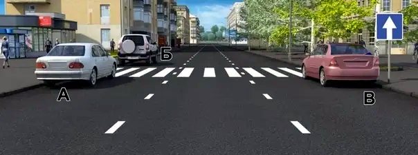 Иллюстрация к вопросу: Водители каких автомобилей нарушили правила остановки?