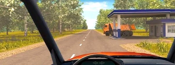 Иллюстрация к вопросу: Должны ли Вы уступить дорогу грузовому автомобилю в данной ситуации?