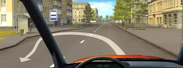 Иллюстрация к вопросу: Разрешено ли Вам выполнить разворот в этом месте?