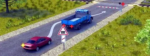 Иллюстрация к вопросу: Разрешается ли водителю выполнить объезд грузового автомобиля?