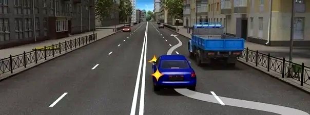 Иллюстрация к вопросу: Водитель легкового автомобиля должен выключить указатели левого поворота: