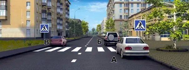 Иллюстрация к вопросу: Водители каких автомобилей нарушили правила остановки?