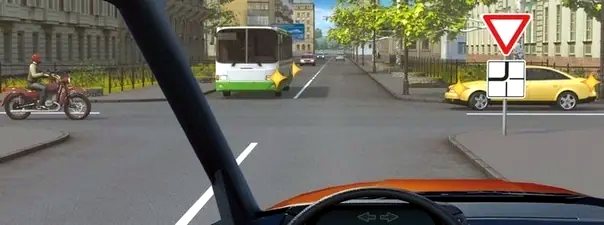 Иллюстрация к вопросу: Кому Вы обязаны уступить дорогу при движении прямо?