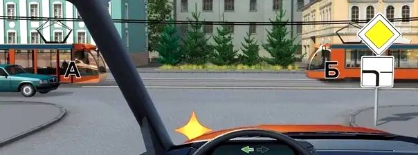 Иллюстрация к вопросу: Кому Вы обязаны уступить дорогу при повороте налево?