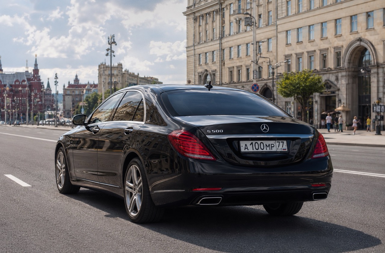 Иллюстративное фото автомобиля Mercedes S500 с номером A100MP77 в Москве